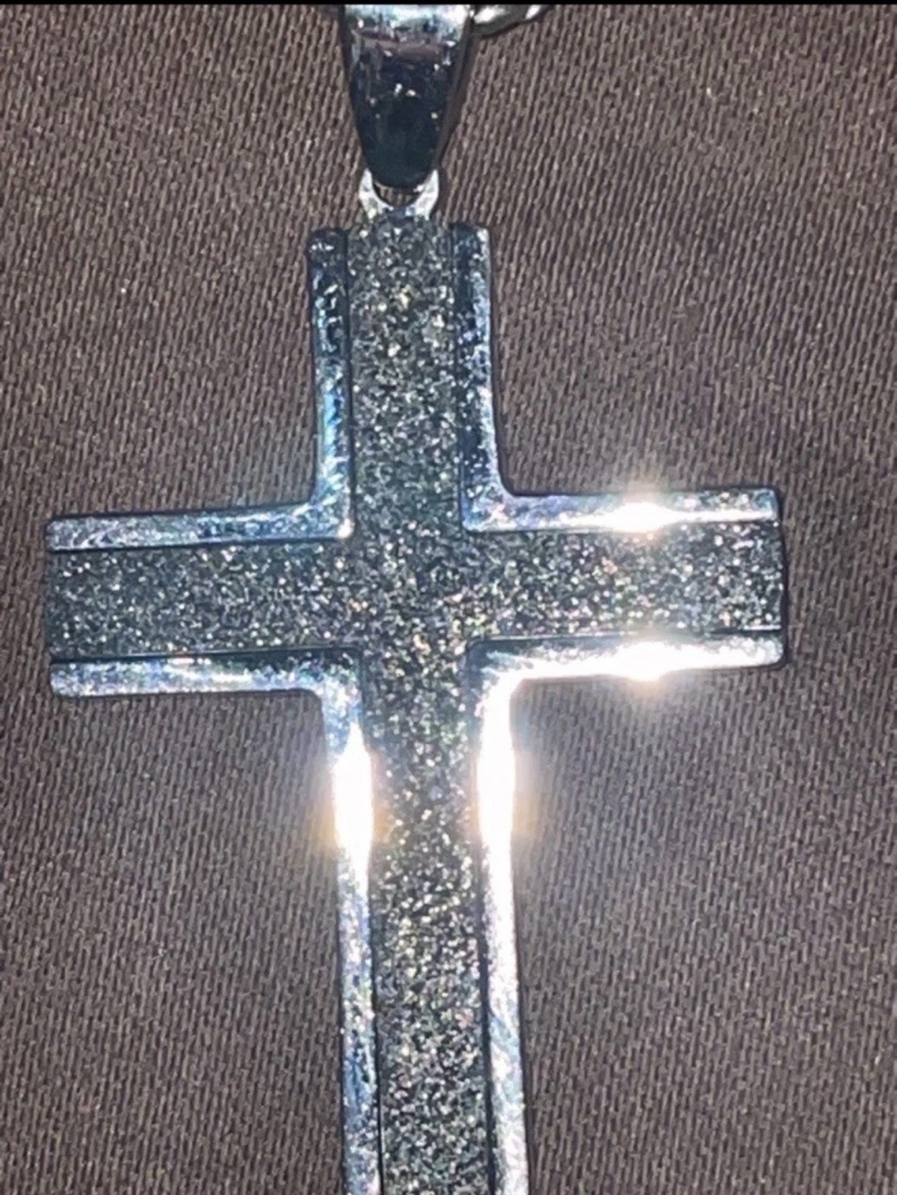 Stainless Steel Two Tone Cross Pendant With Silver Colored 22” Chain